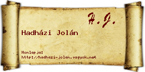 Hadházi Jolán névjegykártya